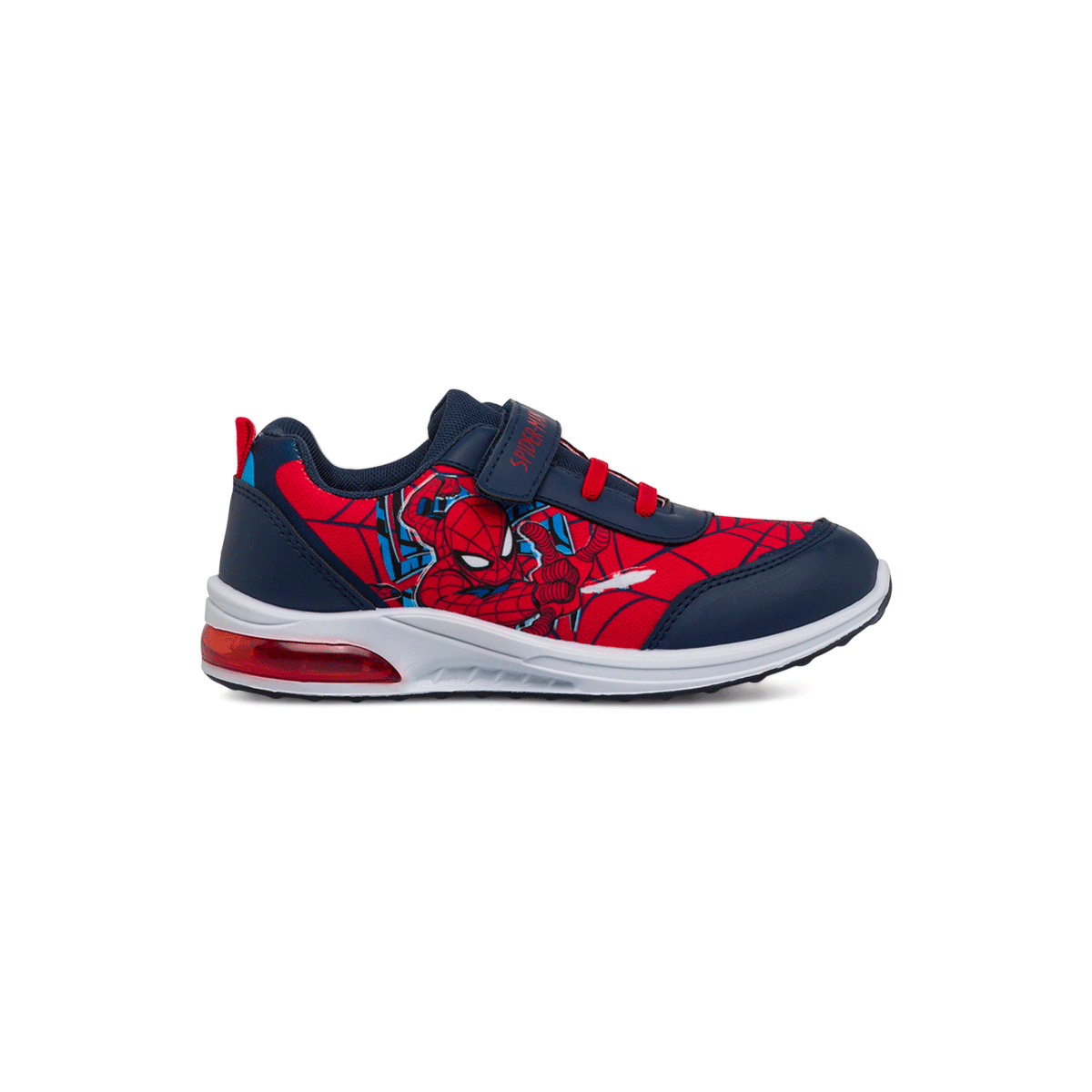 Sneakers blu e rosse  da bambino con luci nella suola e logo Spiderman, Bambino Sport, SKU s343500121, Immagine 0